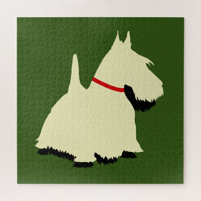 Scottish Terrier Black Silhouette mit Schatten (Horizontal)