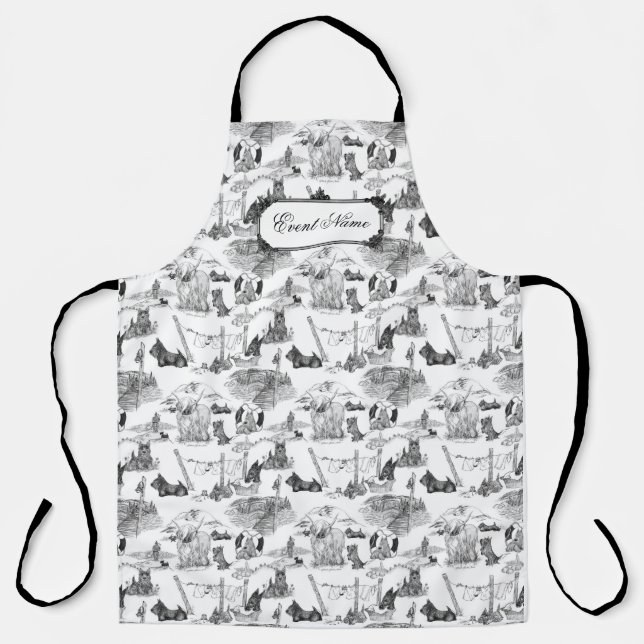 SCOTTISH Terrier Black Toile mit Individuelle Name Schürze (Vorderseite)