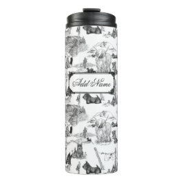 SCOTTISH Terrier Black Toile mit Individuelle Name Thermosbecher