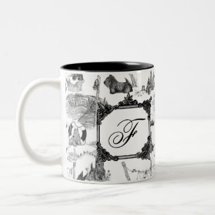 SCOTTISH Terrier Black Toile mit Monogramm Zweifarbige Tasse