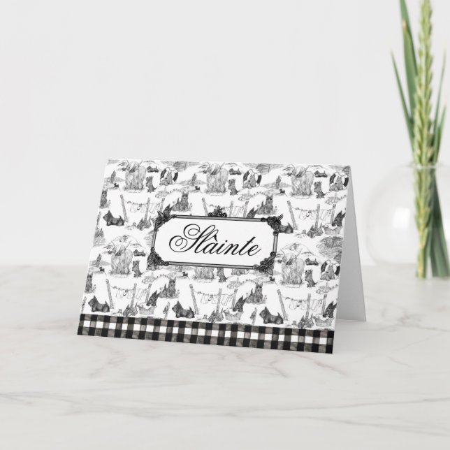 SCOTTISH Terrier Black Toile "Sláinte" Gaelic Dankeskarte (Vorderseite)