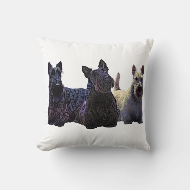 Scottish Terrier Black/Wheaten trio, schwarzer Hun Kissen (Vorderseite)