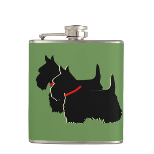 Scottish Terrier Black/White Silhouette/Bezeichnun Flachmann