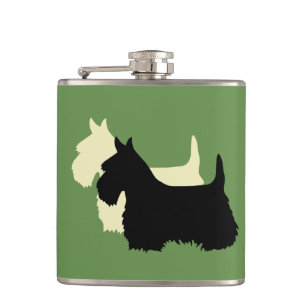 Scottish Terrier Black/White Silhouette Flachmann