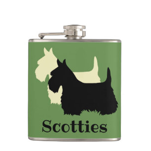 Scottish Terrier Black/White Silhouette/Scottish T Flachmann