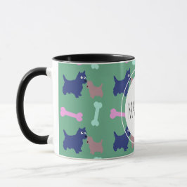 Scottish Terrier Bones Monogram Name Combo Tasse