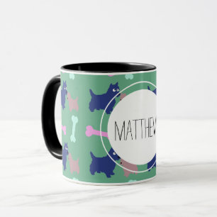 Scottish Terrier Bones Monogram Name Combo Tasse