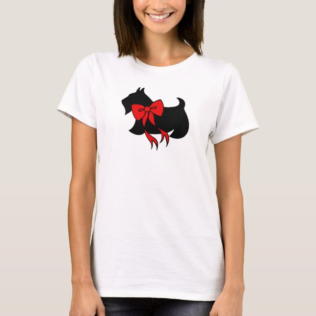Scottish Terrier Bow Christmas Nightgown T Shirt (Vorderseite)