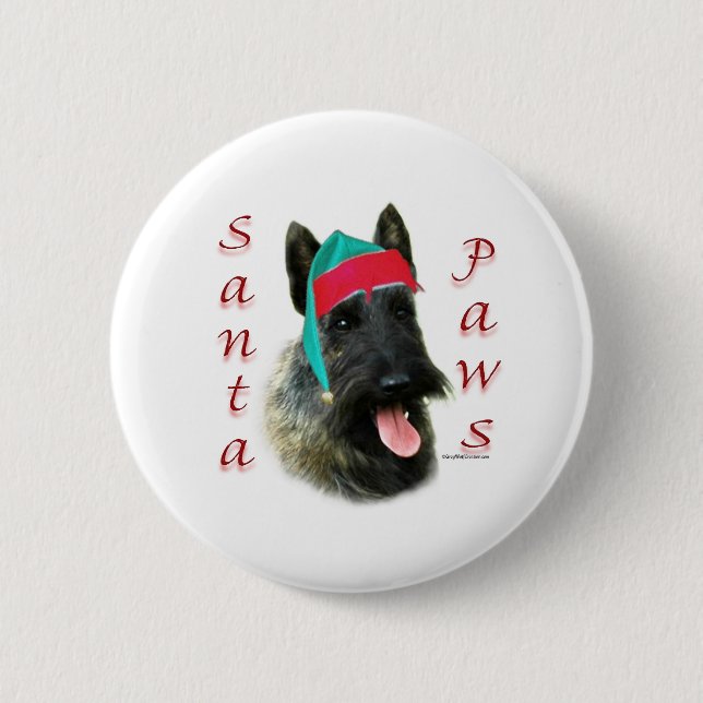 Scottish Terrier (brindle) Santa Paws Button (Vorderseite)