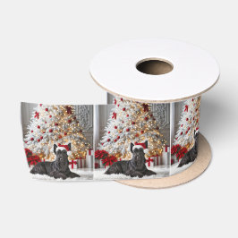 Scottish Terrier By Christmas Tree Satinband