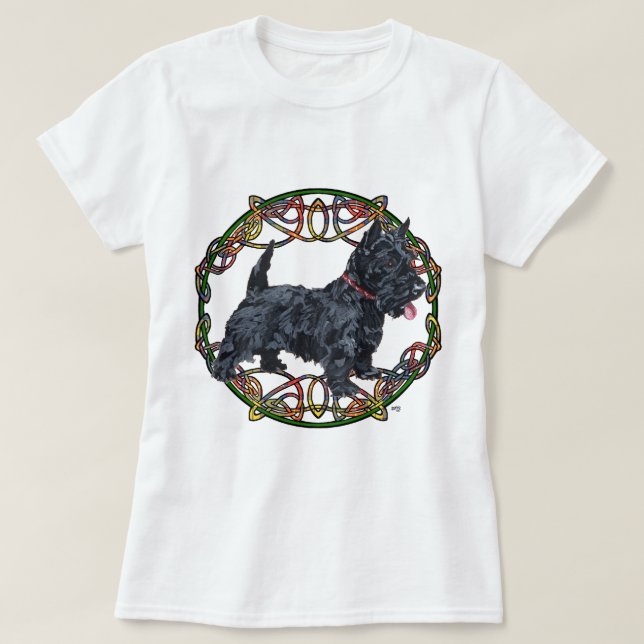 Scottish Terrier Celtic Design T-Shirt (Design vorne)