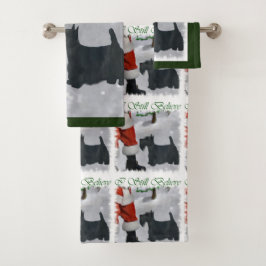 Scottish Terrier Christmas Badhandtuch Set