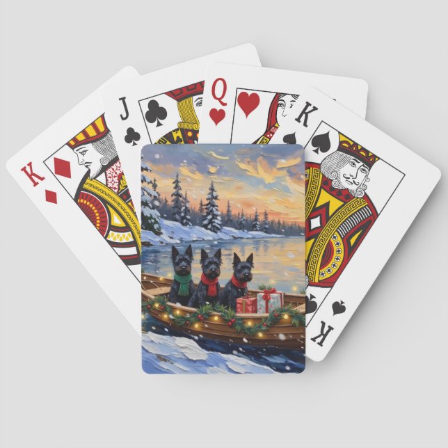 Scottish Terrier Christmas Boat Holiday Spielkarten (Rückseite)