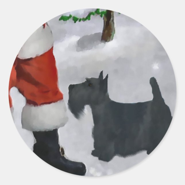 Scottish Terrier Christmas Geschenke Runder Aufkleber (Vorderseite)