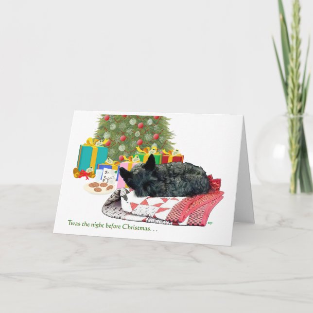 Scottish Terrier Christmas Nickerchen Feiertagskarte (Vorderseite)