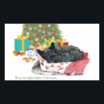 Scottish Terrier Christmas Nickerchen Rechteckiger Aufkleber<br><div class="desc">Weihnachten Scottish Terrier Design aus meinem Original-Kunstwerk und verfügbar auf Kleidung, Neuheit und Geschenkartikel für sich selbst oder für die besondere schottische Terrier Person, die Sie kennen! Ein anderes Produkt gewollt? Klicken Sie einfach auf die Produktseite und klicken Sie auf Dieses Design in ein anderes Produkt übertragen und wählen Sie...</div>