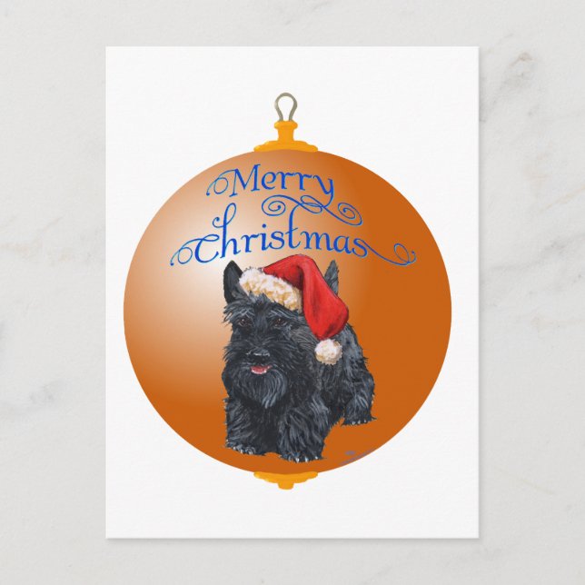 Scottish Terrier Christmas Ornament Feiertagspostkarte (Vorderseite)