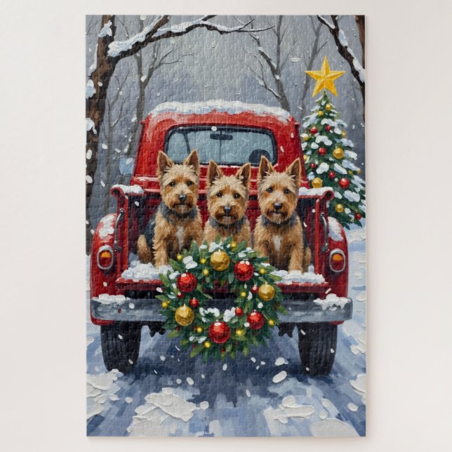 Scottish Terrier Christmas Red Truck Holiday (Vertikal)