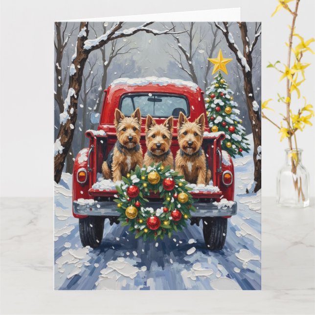 Scottish Terrier Christmas Red Truck Holiday Karte (Gelbe Blume)