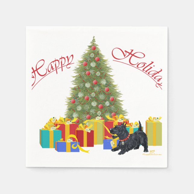Scottish Terrier Christmas Serviette (Vorderseite)