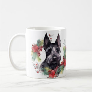 Scottish Terrier Christmas Wreath Festive Pup Kaffeetasse