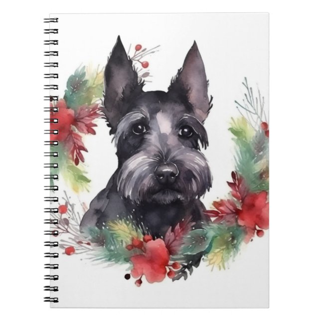 Scottish Terrier Christmas Wreath Festive Pup Notizblock (Vorderseite)