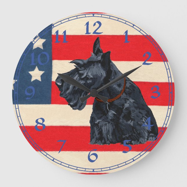 Scottish Terrier Clock Große Wanduhr (Vorderseite)