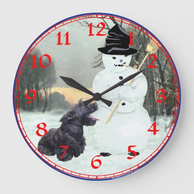 Scottish Terrier Clock Große Wanduhr (Vorderseite)