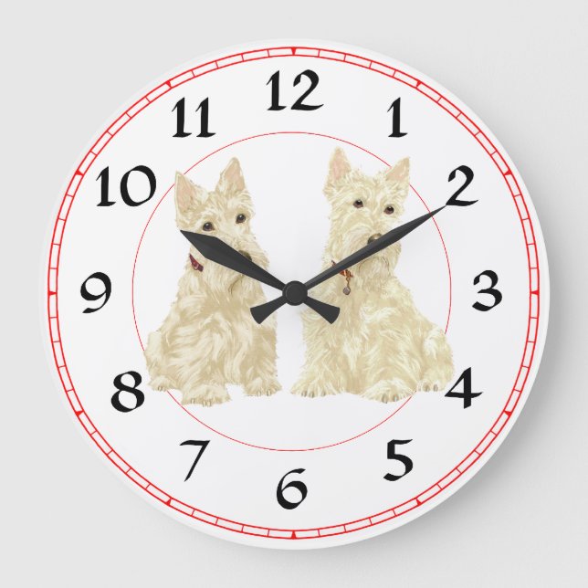 Scottish Terrier Clock Große Wanduhr (Vorderseite)