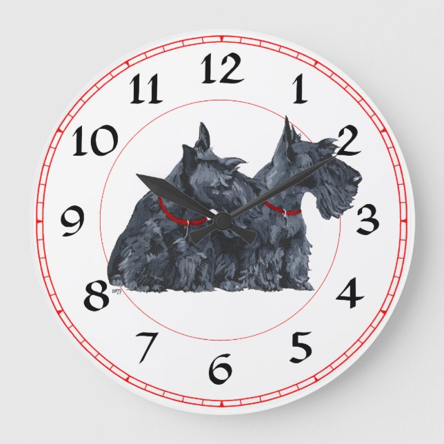 Scottish Terrier Clock Große Wanduhr (Vorderseite)
