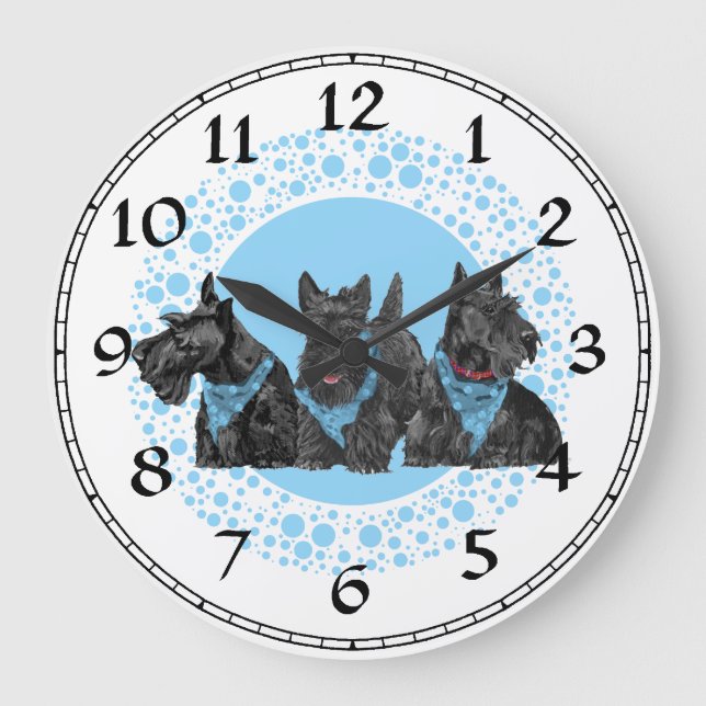 Scottish Terrier Clock Große Wanduhr (Vorderseite)