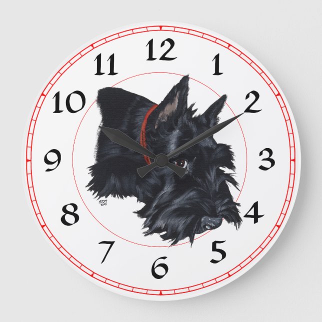Scottish Terrier Clock Große Wanduhr (Vorderseite)
