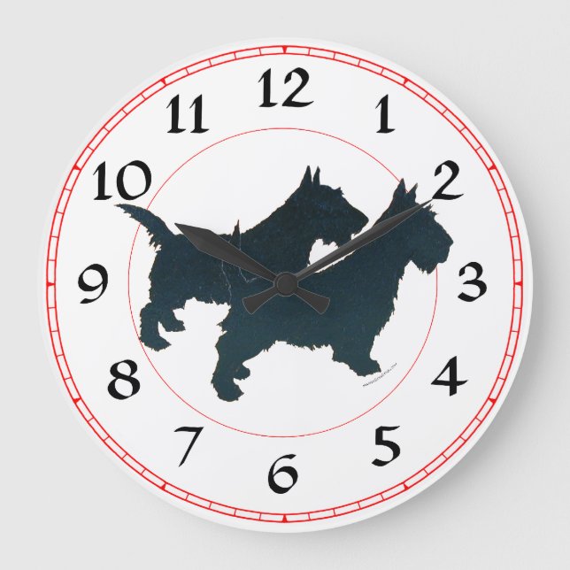 Scottish Terrier Clock Große Wanduhr (Vorderseite)