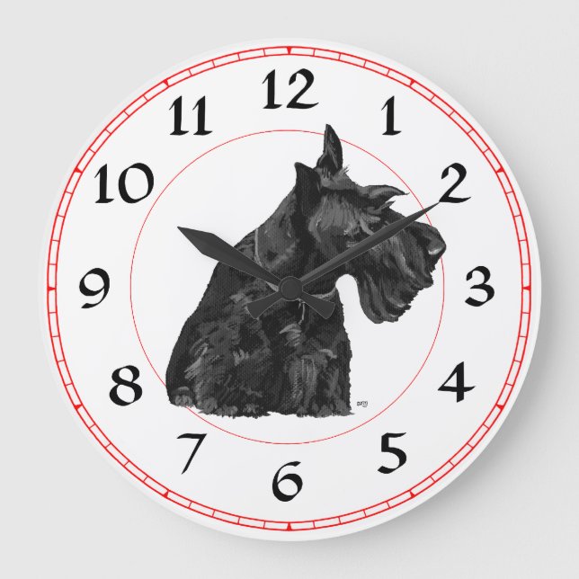 Scottish Terrier Clock Große Wanduhr (Vorderseite)