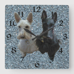 Scottish Terrier Clock Quadratische Wanduhr