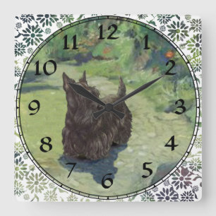 Scottish Terrier Clock Quadratische Wanduhr