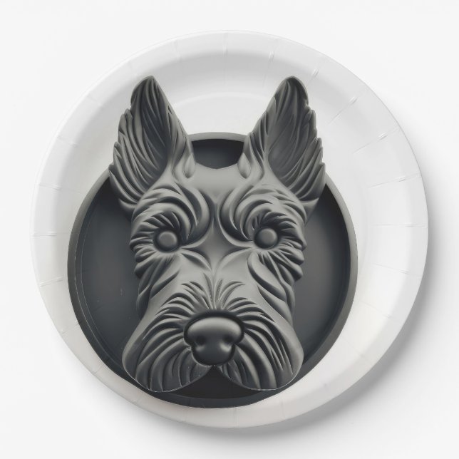 Scottish Terrier Dog 3D Inspiriert Pappteller (Vorderseite)