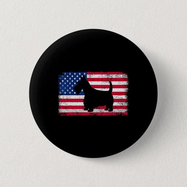 Scottish Terrier Dog 4. Juli Patriotic Amerika Button (Vorderseite)