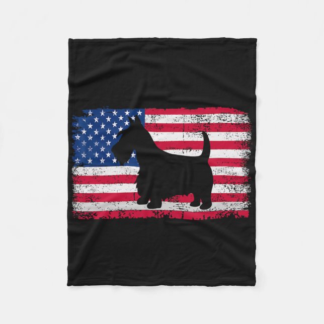 Scottish Terrier Dog 4. Juli Patriotic Amerika Fleecedecke (Vorderseite)