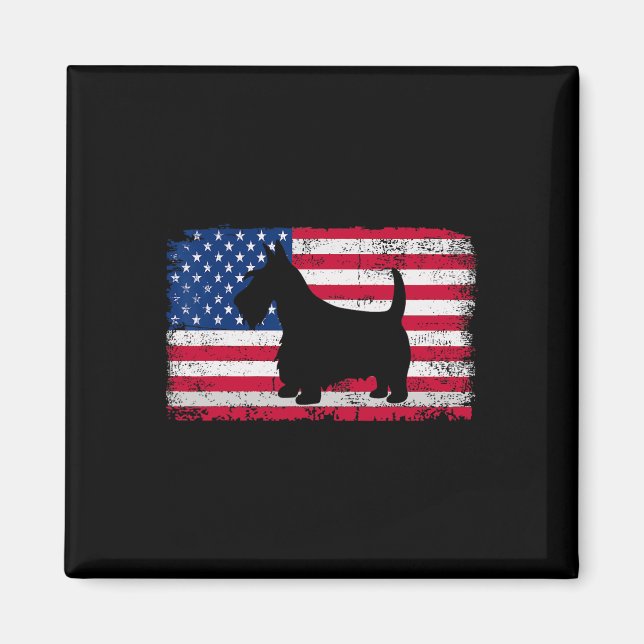 Scottish Terrier Dog 4. Juli Patriotic Amerika Magnet (Vorne)
