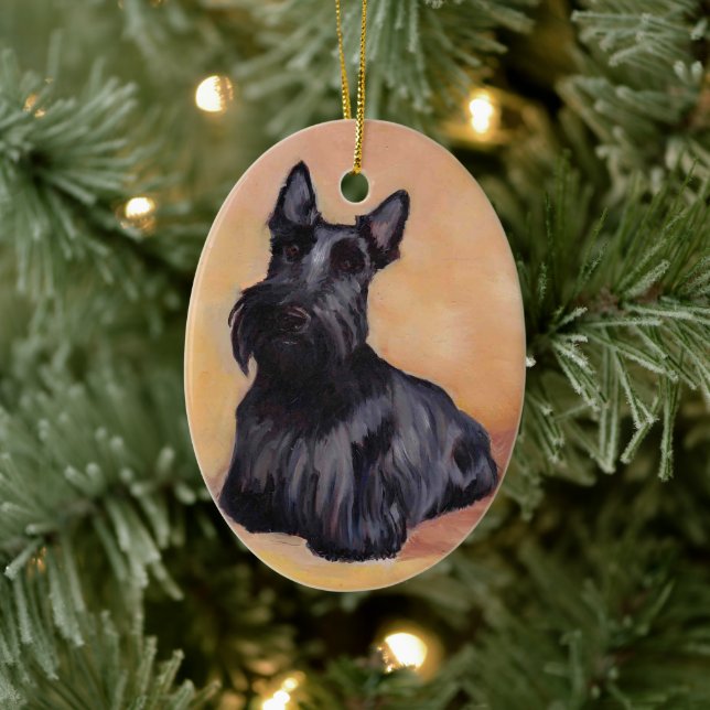 Scottish Terrier Dog Art Ornament Oval (Baum)
