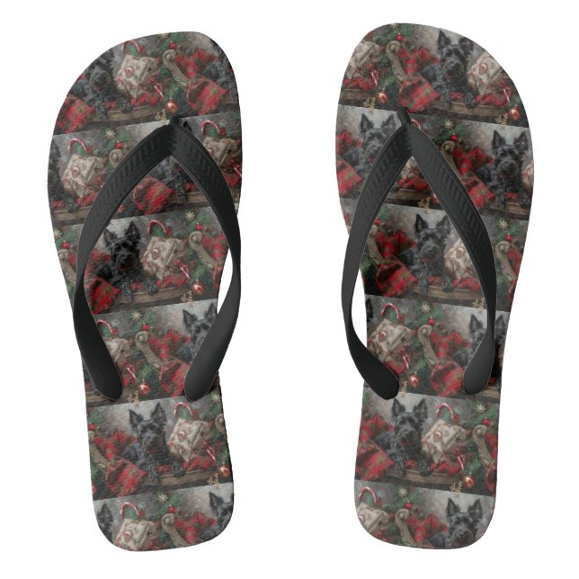 Scottish Terrier Dog Christmas Flip Flops (Fußbett)