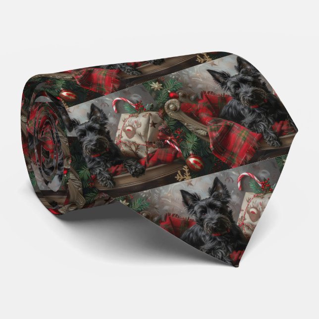 Scottish Terrier Dog Christmas Krawatte (Gerollt)