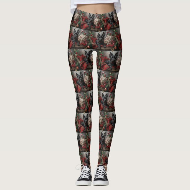 Scottish Terrier Dog Christmas Leggings (Vorderseite)