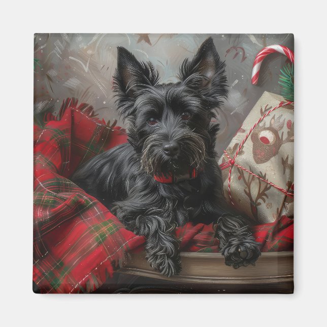 Scottish Terrier Dog Christmas Magnet (Vorne)