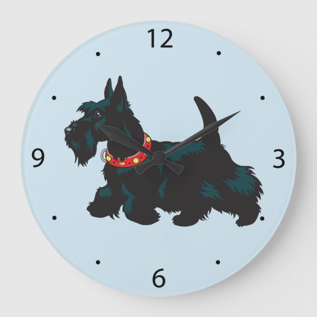 scottish terrier dog große wanduhr (Vorderseite)