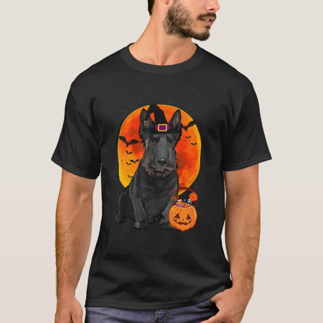 Scottish Terrier Dog Halloween Kürbislaterne Pump T-Shirt (Vorderseite)