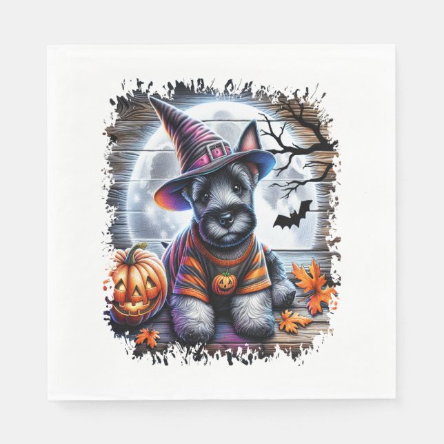 Scottish Terrier Dog Halloween Serviette (Vorderseite)