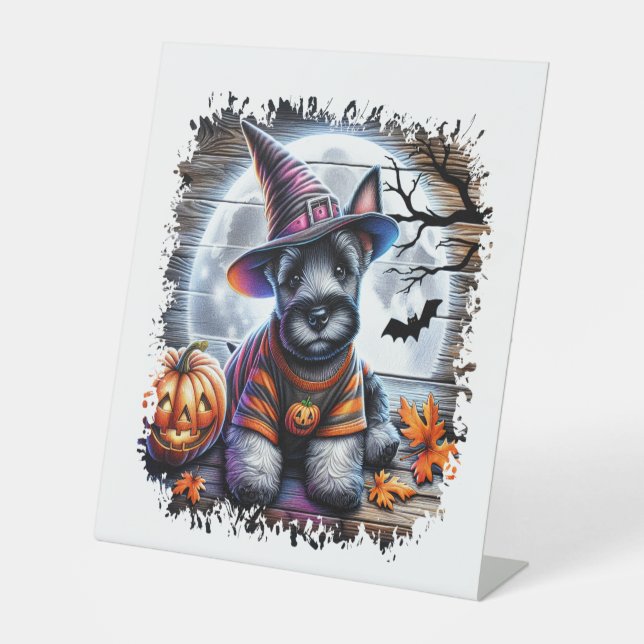 Scottish Terrier Dog Halloween Sockelschild (Vorderseite)