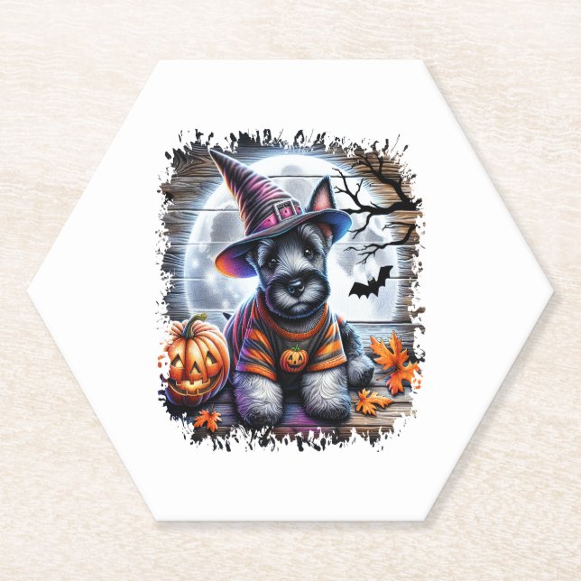 Scottish Terrier Dog Halloween Untersetzer (Vorderseite)
